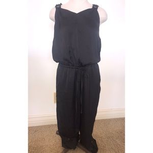 Black Cropped Pantsuit with Crisscross Back